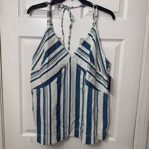 Universal Thread Denim Pullover Tank Top Size XXL White Blue Stripes Halter NWT